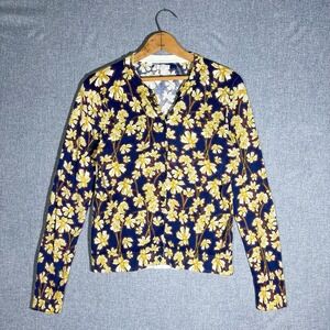 J.Crew Factory The Caryn Cardigan Floral Daisy M Cotton Button Front Cardigan